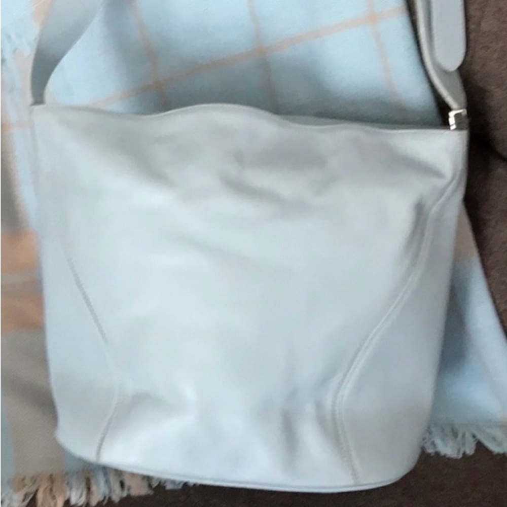 LANCEL PARIS POWDER BLUE LEATHER SHOULDERBAG Made in Italy